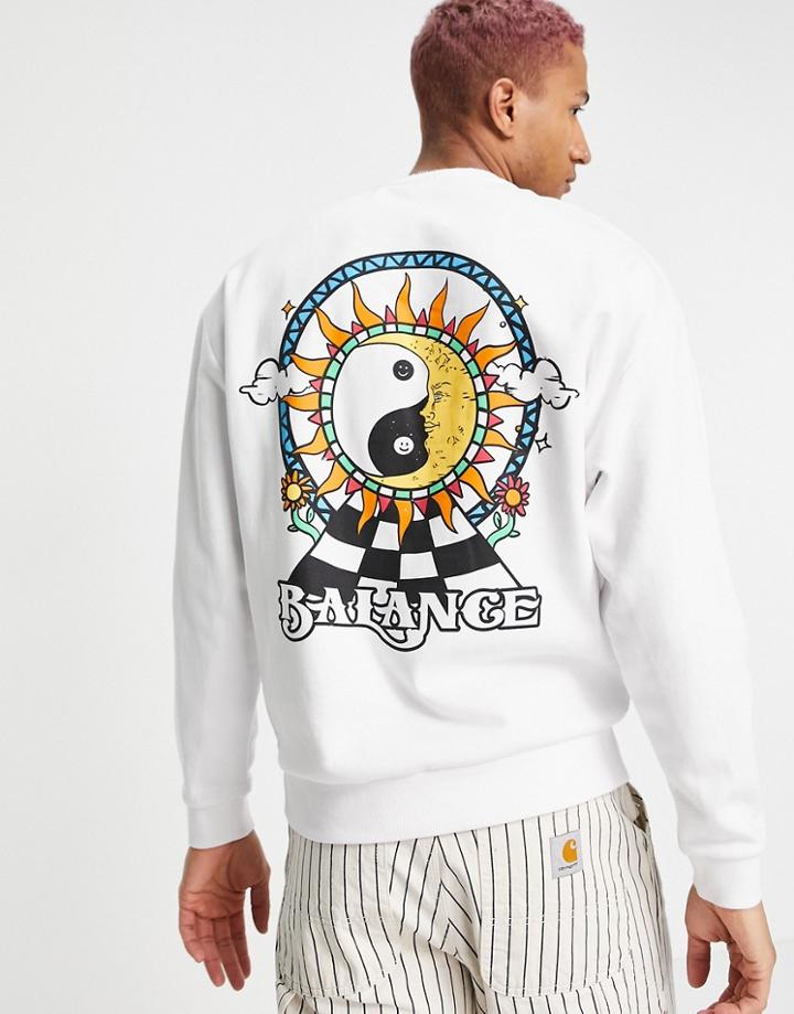 Asos Design Oversized Sweatshirt In White With Mystic Back Print