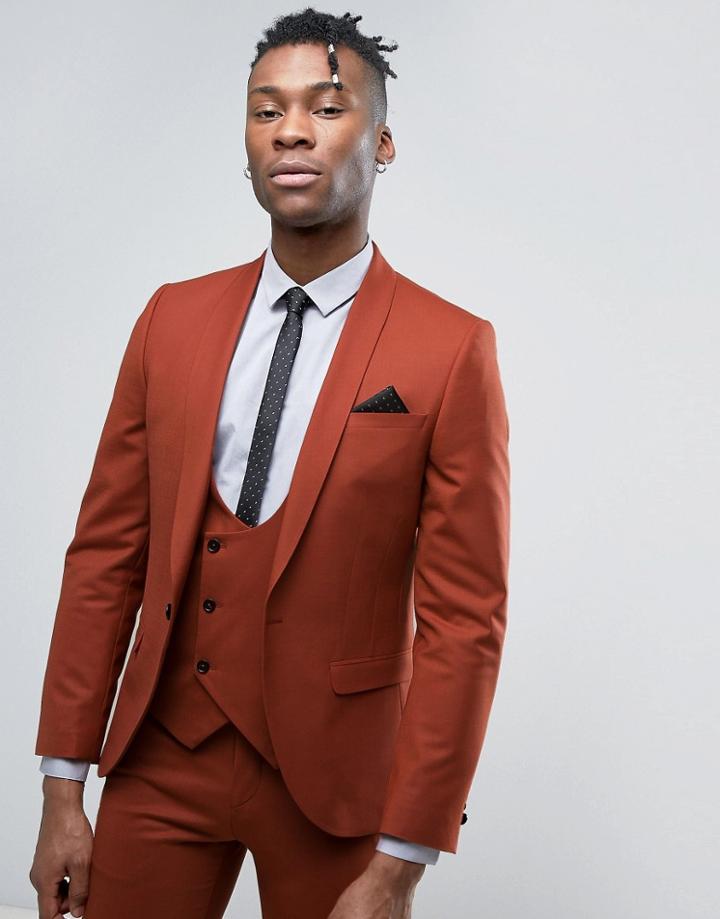 Noose & Monkey Super Skinny Suit Jacket - Orange