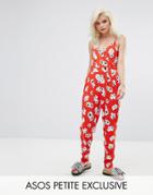 Asos Petite Cami Wrap Jumpsuit In Floral Print - Red