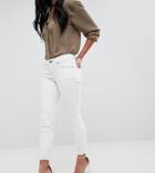 Asos Design Petite Whitby Low Rise Jeans In Off White With Contrast Stitching - White