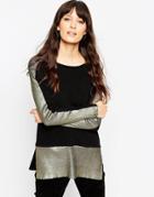 Asos Sweater With Blocked Metallic In Structured Knit