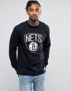 Mitchell & Ness Nba Brooklyn Nets Long Sleeve Top - Black