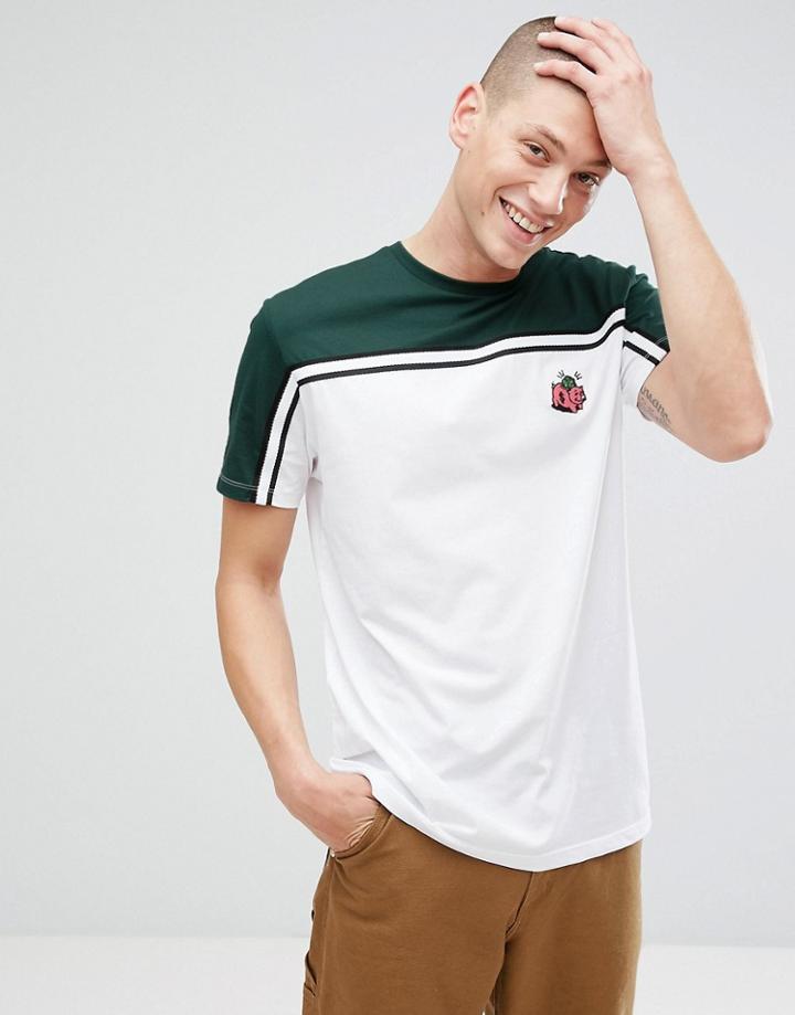 Asos Longline T-shirt With Piggy Bank Embroidery - White
