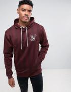 Siksilk Track Hoodie In Burgundy With Stripes - Red