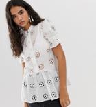 Miss Selfridge Broderie Shirt In White