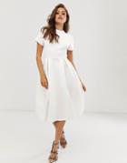 Asos Design T-shirt Open Back Prom Midi Dress-white