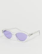 Quay Australia Look Out Sunglasses In Clear/purple - Multi