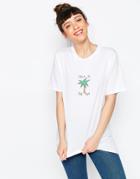 Asos T-shirt With Talk To The Palm Print - White