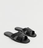 New Look Cross Strap Flat Slider Sandal In Black Croc
