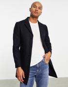 Rudie Premium Wool Blend Overcoat-navy