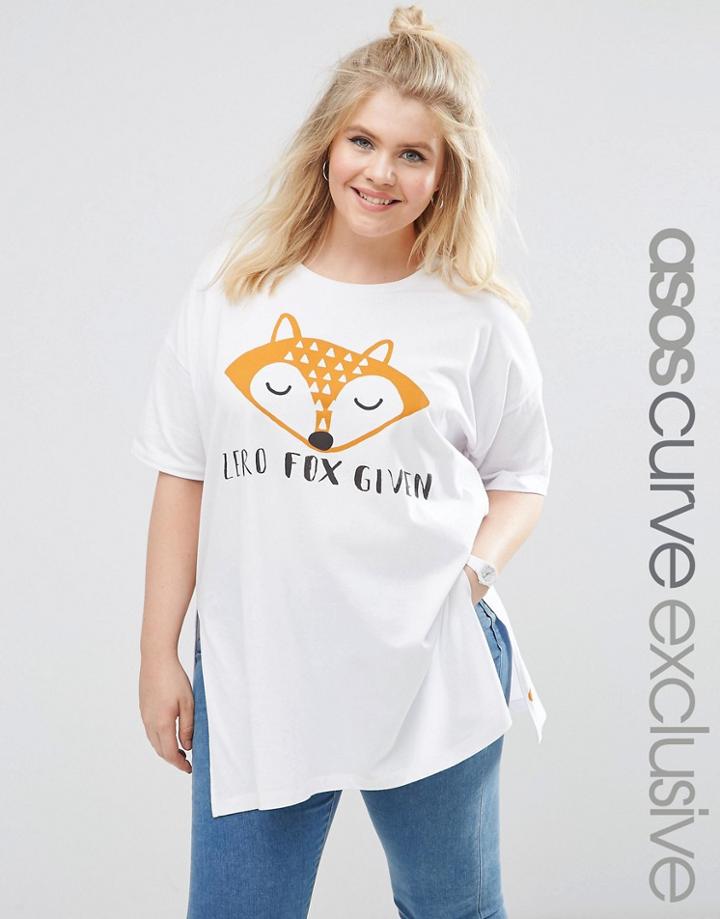 Asos Curve Zero Fox Given Oversized T-shirt - White