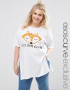 Asos Curve Zero Fox Given Oversized T-shirt - White