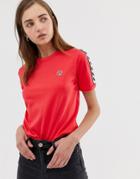 Fred Perry Logo Tape Ringer T-shirt - Red