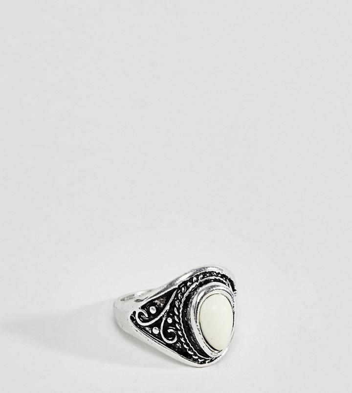 Designb Silver Chunky Ring With Cream Stone Exclusive To Asos - Silver