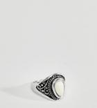 Designb Silver Chunky Ring With Cream Stone Exclusive To Asos - Silver