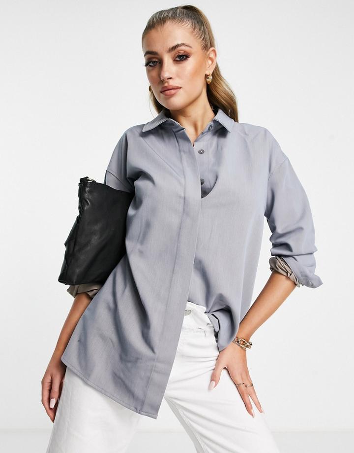 4th & Reckless Oversized Shirt In Pastel Blue - Part Of A Set