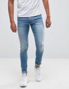 Asos Design Extreme Super Skinny Jeans In Light Wash - Blue
