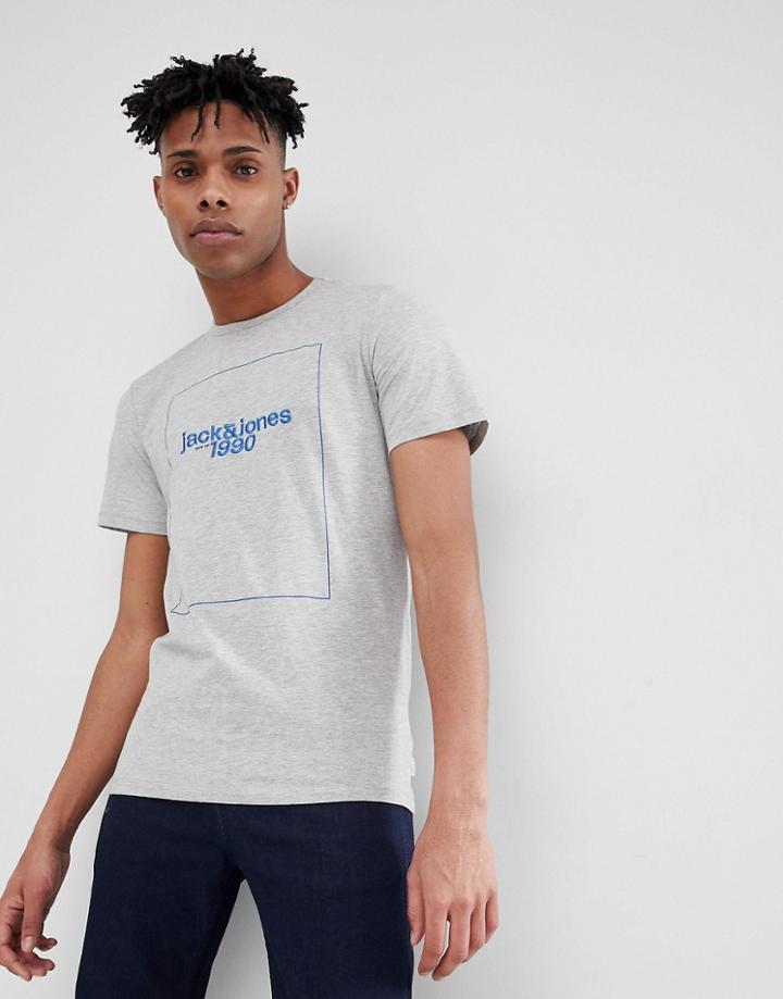 Jack & Jones Core T-shirt With Box Graphic - Gray