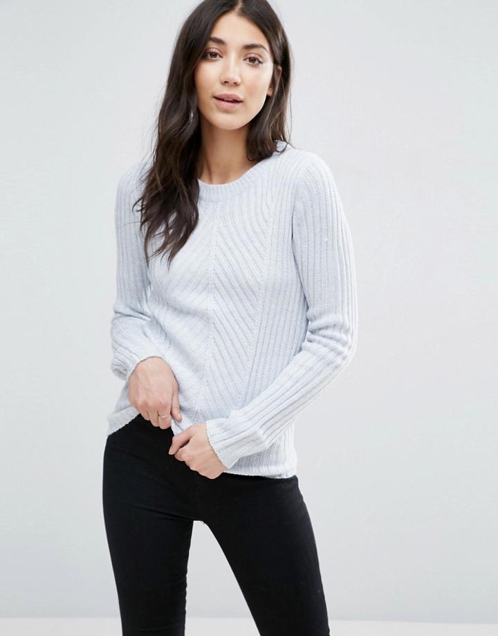 Brave Soul Crew Neck Rib Sweater - Blue
