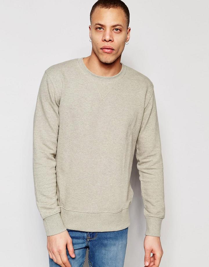 Nudie Sven Crew Sweatshirt - Light Gray