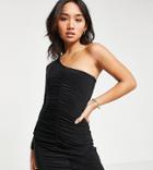 Missguided Petite One Sleeve Slinky Mini Dress-black