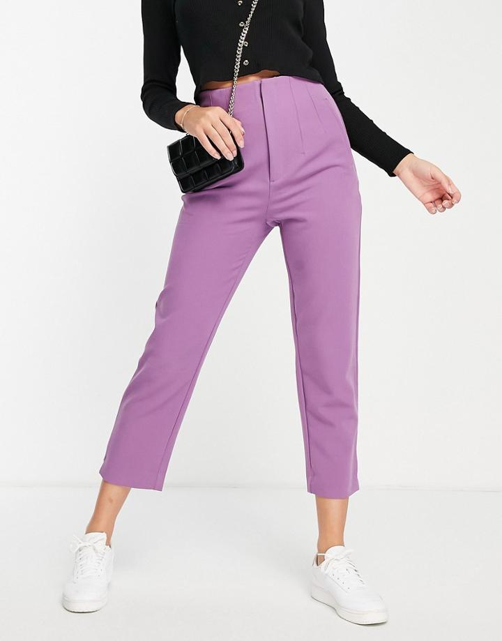Stradivarius Slim Tailored Pants In Purple