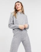 New Look Stand Neck Sweater Set In Gray-grey