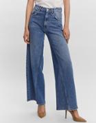 Vero Moda Aware Wide Leg Jeans With Seam Detail In Washed Blue-blues