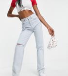 Pull & Bear Tall Straight Leg Jeans In Light Blue-blues