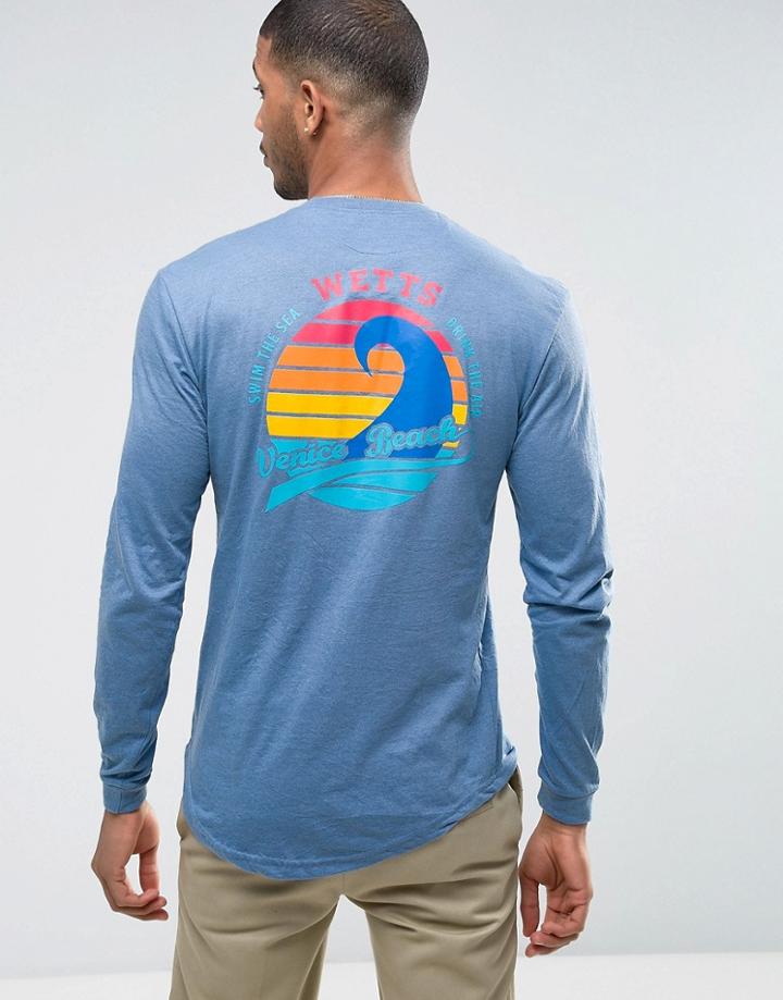 Wetts Back Print Venice Beach Long Sleeve Top - Blue