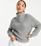 Threadbare Petite Valeria Stitch Detail High Neck Sweater In Gray-grey