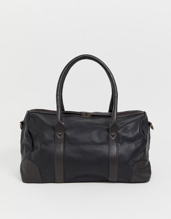 Asos Design Leather Carryall In Black And Brown - Black