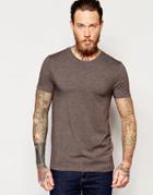 Asos Muscle T-shirt With Crew Neck In Darkest Brown Marl - Black Coffee Marl
