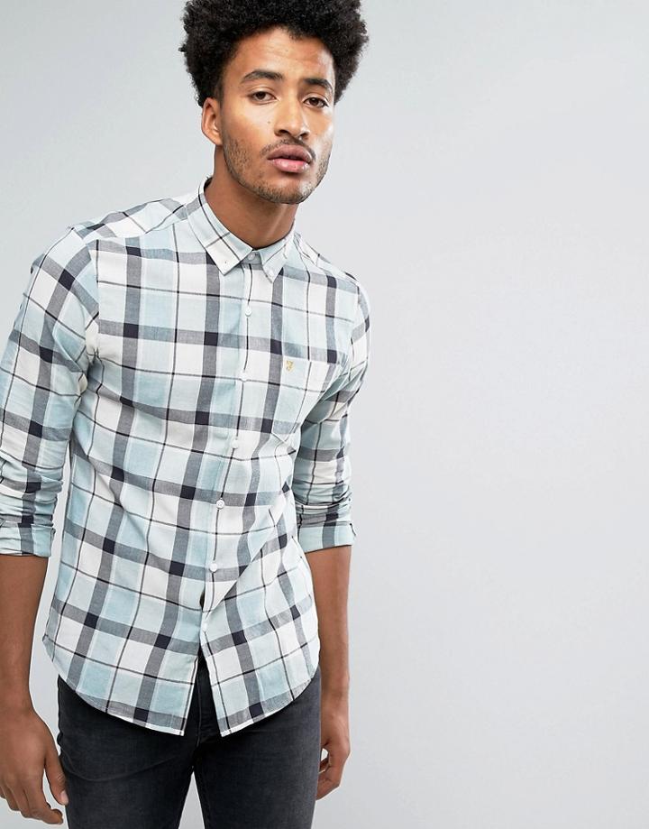 Farah Alderton Slim Fit Check Shirt Green - Green