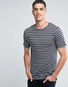 Only & Sons Crew Neck T-shirt With Jaquard Stripe - Navy