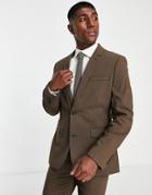 Asos Design Skinny Suit Jacket In Chocolate Brown