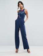 Little Mistress Floral Print Jumpsuit - Navy