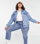 Missguided Plus Oversized Denim Jacket With Rips In Blue-blues