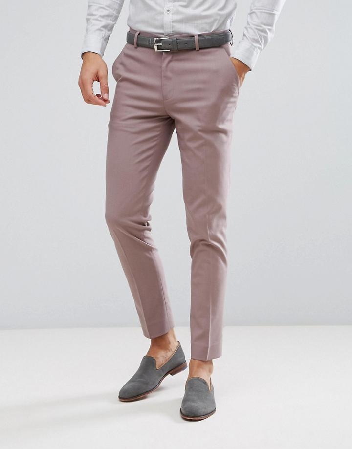 Asos Wedding Skinny Suit Pants In Mink - Purple