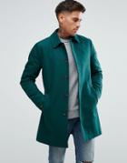 Asos Shower Resistant Single Breasted Trench In Green - Green