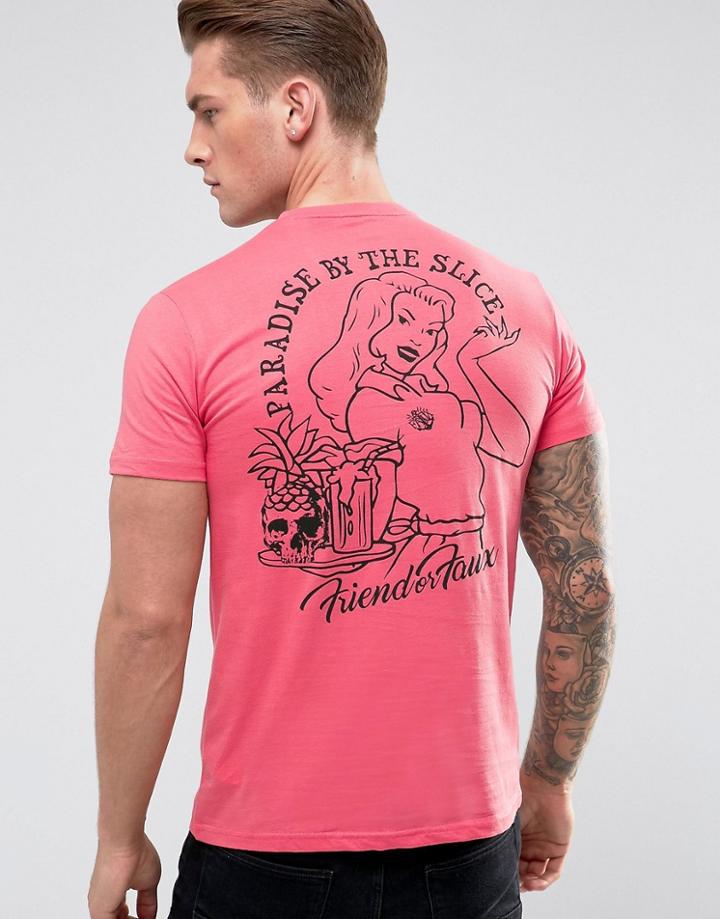 Friend Or Faux Plunkett Back Print T-shirt - Orange