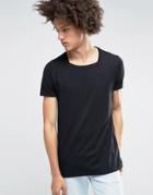 Asos Longline T-shirt With Square Neck In Black - Black