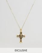 Reclaimed Vintage Inspired X Romeo & Juliet Necklace With Gothic Skull Cross - Gold