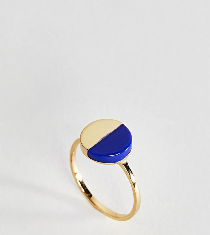 Asos Gold Plated Sterling Silver Faux Lapis Ring - Gold