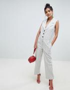 Asos Design Mansy Tux Jumpsuit In Stripe - Multi