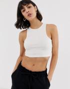 Weekday Recycled Edition Jersey Cropped Tank In Off White - White