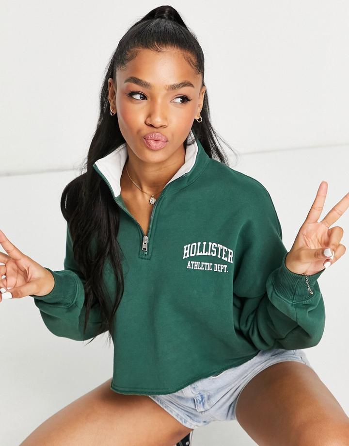 Hollister Cropped Rugby Top In Green