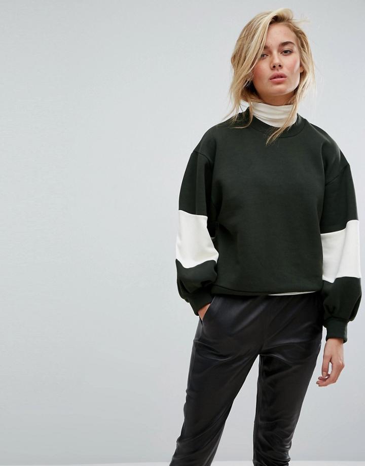 Moss Copenhagen Oversized Sweatshirt With Balloon Panel Sleeves - Green