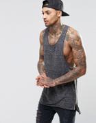 Asos Speckle Longline Tank With Extreme Racer Back And Side Zip - Charcoal
