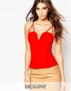 Naanaa Cross Back Jersey Top - White